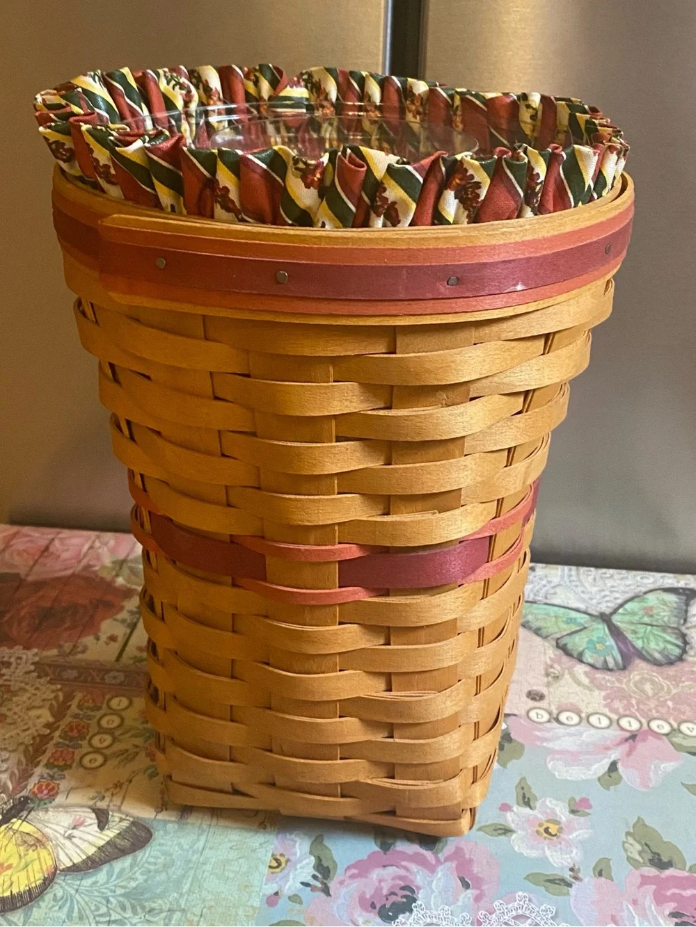 Vintage 1998 Longaberger Snapdragon Basket Cottagecore Farmhouse Decor
